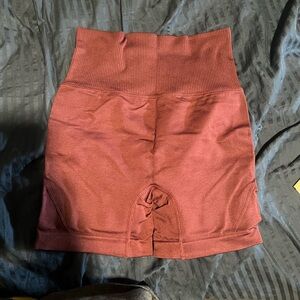 High-Waisted Athletic Shorts for Women - Wine Color